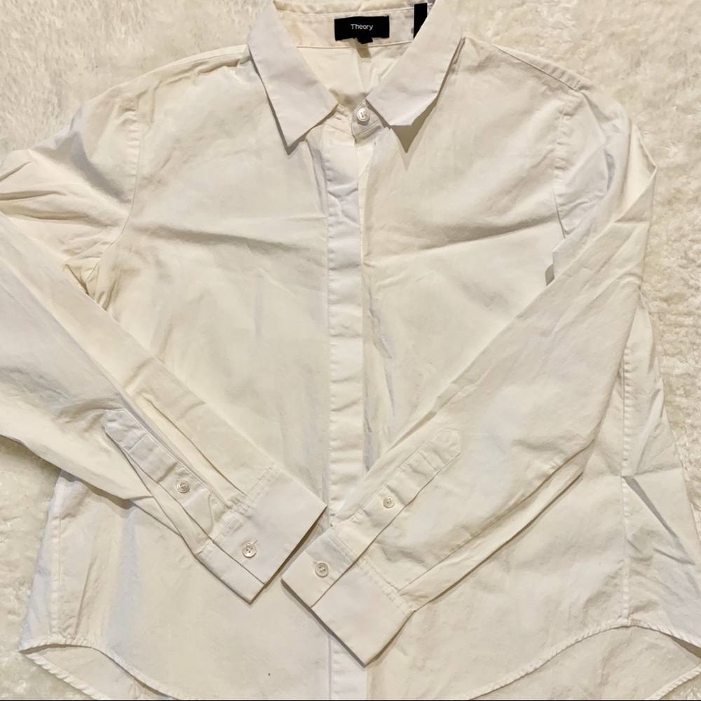 Theory fitted long sleeve cotton shirt